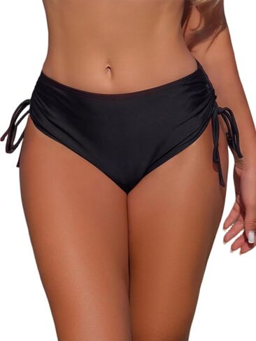 Rajputana Women's High Waisted Bikini Bottoms Full Coverage Bathing Suit Bottoms Adjustable Ruched Swimsuit Bottoms in Saudi Arabia