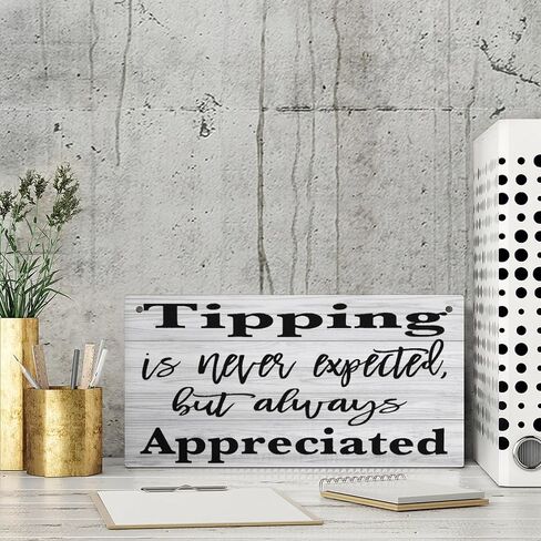 Wood Signs Decor Tips Are Never Expected But Always Appreciated Sign Restaurant Sign Farmhouse Wall Art Rustic Bedroom Wall Decor Vintage Prayer Wall Art For Bedroom Home 12X6 In in Kuwait