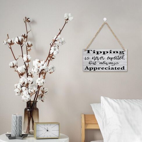 Wood Signs Decor Tips Are Never Expected But Always Appreciated Sign Restaurant Sign Farmhouse Wall Art Rustic Bedroom Wall Decor Vintage Prayer Wall Art For Bedroom Home 12X6 In in Kuwait