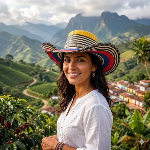 قبعة Vueltiao الكولومبية 100% Caña Flecha (نسيج ملون، 17-21 لفة) سومبريرو كولومبيانو - مستوردة من كولومبيا in Kuwait