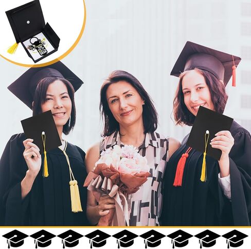 quelay 24 مجموعات هدية سلسلة المفاتيح التخرج للمراهقين ملهمة الذهب الأسود سلسلة المفاتيح التخرج المسيحية كيرينغ مع صندوق هدية قبعة الدكتوراه للبنين الفتيات فئة من 2026 غراد in Kuwait