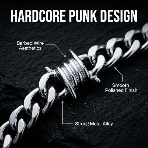 Biker Wallet Chain for Men, Heavy Duty Stainless Steel Pocket Chain with Round Clasp, Barbed Wire Jeans Chain for Pants, Hip Hop Punk Belt Loop Chain Clothing Accessory in Saudi Arabia