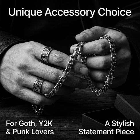 Biker Wallet Chain for Men, Heavy Duty Stainless Steel Pocket Chain with Round Clasp, Barbed Wire Jeans Chain for Pants, Hip Hop Punk Belt Loop Chain Clothing Accessory in Saudi Arabia