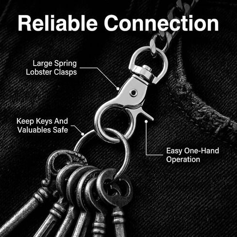 Biker Wallet Chain for Men, Heavy Duty Stainless Steel Pocket Chain with Round Clasp, Barbed Wire Jeans Chain for Pants, Hip Hop Punk Belt Loop Chain Clothing Accessory in Saudi Arabia