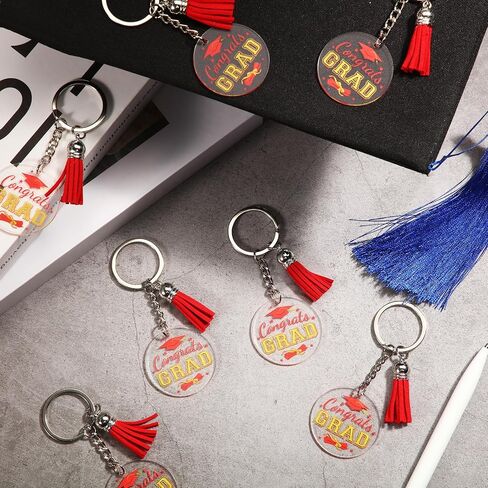 Inbagi 30 Pieces Congrats Grad Keychains Acrylic Keychain with Tassels 2026 Graduation Party Gift Decor(Red) in Kuwait