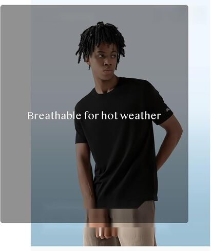 Cooling Luxury T-Shirt, 30% Tencel Lyocell 5.5% Mulberry Silk Men Relaxed Fit Crewneck Breathable Stretch Tee Summer in Saudi Arabia