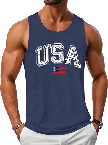 ELDPS American Flag Tank Top Men: 4th of July Sleeveless T-Shirt USA Graphic Tee Patriotic Summer Muscle Tops in Kuwait