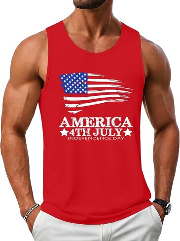 ELDPS American Flag Tank Top Men: 4th of July Sleeveless T-Shirt USA Graphic Tee Patriotic Summer Muscle Tops in Kuwait