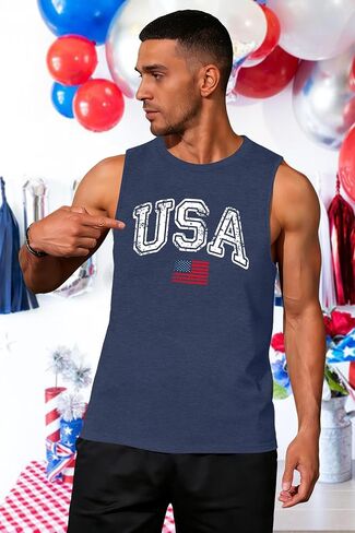 ELDPS American Flag Tank Top Men: 4th of July Sleeveless T-Shirt USA Graphic Tee Patriotic Summer Muscle Tops in Kuwait