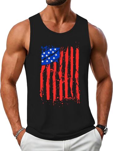 ELDPS American Flag Tank Top Men: 4th of July Sleeveless T-Shirt USA Graphic Tee Patriotic Summer Muscle Tops in Kuwait