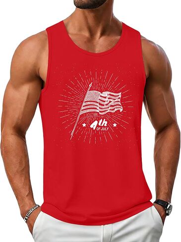 ELDPS American Flag Tank Top Men: 4th of July Sleeveless T-Shirt USA Graphic Tee Patriotic Summer Muscle Tops in Kuwait