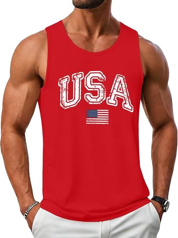 ELDPS American Flag Tank Top Men: 4th of July Sleeveless T-Shirt USA Graphic Tee Patriotic Summer Muscle Tops in Kuwait