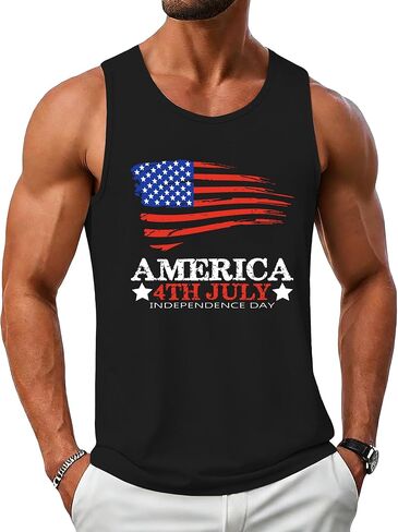 ELDPS American Flag Tank Top Men: 4th of July Sleeveless T-Shirt USA Graphic Tee Patriotic Summer Muscle Tops in Kuwait