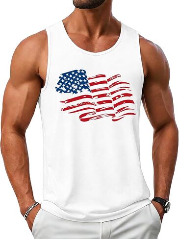 ELDPS American Flag Tank Top Men: 4th of July Sleeveless T-Shirt USA Graphic Tee Patriotic Summer Muscle Tops in Kuwait