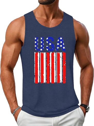 ELDPS American Flag Tank Top Men: 4th of July Sleeveless T-Shirt USA Graphic Tee Patriotic Summer Muscle Tops in Kuwait