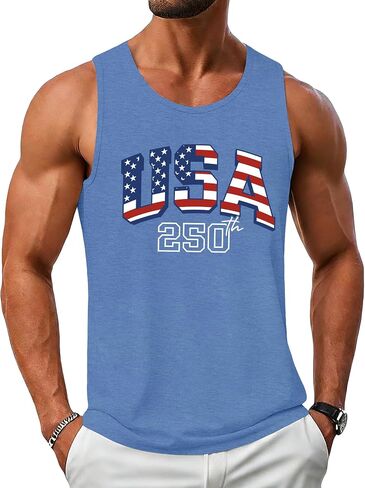 ELDPS American Flag Tank Top Men: 4th of July Sleeveless T-Shirt USA Graphic Tee Patriotic Summer Muscle Tops in Kuwait