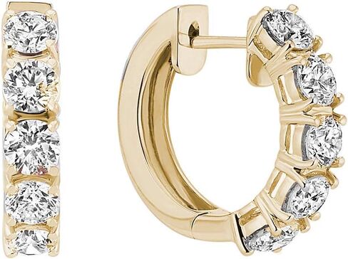 1/4-1carat (ctw) 14K Gold Real Round Cut White Diamond Ladies Huggies Hoop Earrings in Saudi Arabia