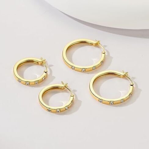 Gold Earrings for Women 14K Gold Hoop Earrings for Women Chunky Classic Huggie Earring Everyday in Saudi Arabia