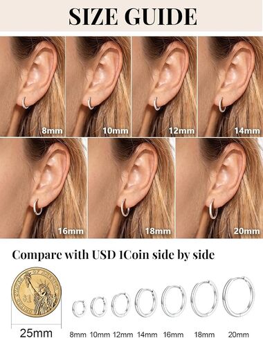 Silvora 14K Gold Plated Huggie Hoop Earrings for Women, Small Hoop Earrings with 925 Sterling Silver Posts, Hypoallergenic Cartilage Earrings for Sensitive Ears 8/10/12/14/16/18/20mm in Kuwait