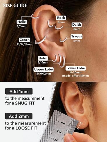 Silvora 14K Gold Plated Huggie Hoop Earrings for Women, Small Hoop Earrings with 925 Sterling Silver Posts, Hypoallergenic Cartilage Earrings for Sensitive Ears 8/10/12/14/16/18/20mm in Kuwait