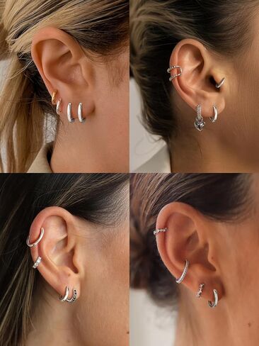Silvora 14K Gold Plated Huggie Hoop Earrings for Women, Small Hoop Earrings with 925 Sterling Silver Posts, Hypoallergenic Cartilage Earrings for Sensitive Ears 8/10/12/14/16/18/20mm in Kuwait