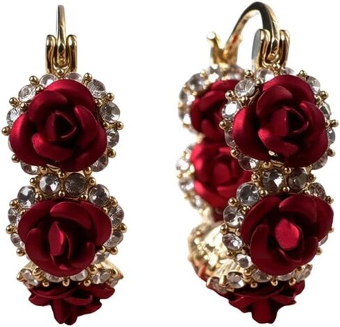 Rose Flower Hoop Earrings for Women Trendy Hypoallergenic 925 Sterling Silver Post in Saudi Arabia