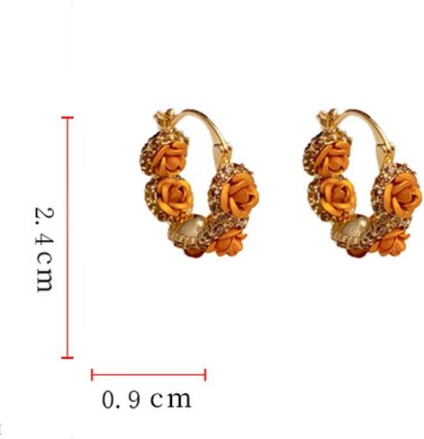 Rose Flower Hoop Earrings for Women Trendy Hypoallergenic 925 Sterling Silver Post in Saudi Arabia