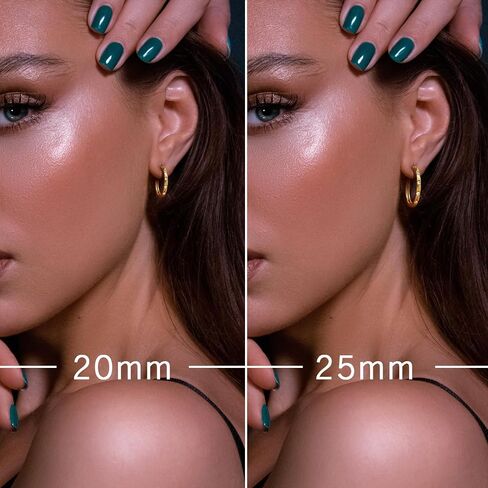 14K Gold Hoop Earrings for Womens Hoops Earrings Small Gold Hoop Earring with Cubic Zirconia Stones 14K Hoops Earring 20/25mm in Saudi Arabia