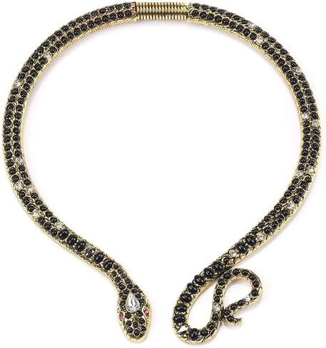 14K Gold Filled Snake Necklace For Women And Men, 925 Sterling Silver Vintage Egyptian Gorgeous Wild Serpent Rhinestone Blue Turquoise Snake Neck Choker Necklace, Reputation Necklace in Kuwait