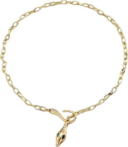 14K Gold Filled Snake Necklace For Women And Men, 925 Sterling Silver Vintage Egyptian Gorgeous Wild Serpent Rhinestone Blue Turquoise Snake Neck Choker Necklace, Reputation Necklace in Kuwait