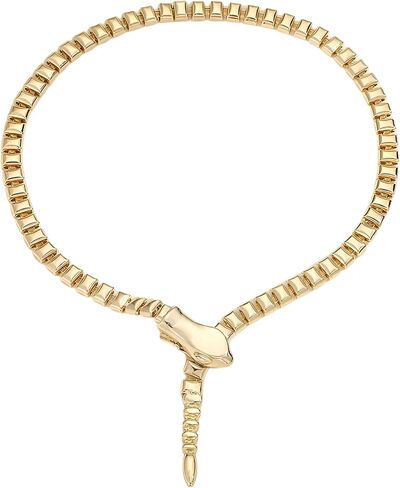 14K Gold Filled Snake Necklace For Women And Men, 925 Sterling Silver Vintage Egyptian Gorgeous Wild Serpent Rhinestone Blue Turquoise Snake Neck Choker Necklace, Reputation Necklace in Kuwait