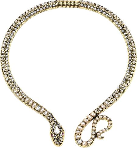 14K Gold Filled Snake Necklace For Women And Men, 925 Sterling Silver Vintage Egyptian Gorgeous Wild Serpent Rhinestone Blue Turquoise Snake Neck Choker Necklace, Reputation Necklace in Kuwait