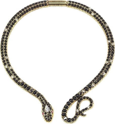 14K Gold Filled Snake Necklace For Women And Men, 925 Sterling Silver Vintage Egyptian Gorgeous Wild Serpent Rhinestone Blue Turquoise Snake Neck Choker Necklace, Reputation Necklace in Kuwait