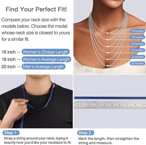 925 Sterling Silver Chain Necklace for Women, 2MM Rope Chains Silver Chain for Women Sturdy Sterling Silver Necklace, 22 Inch in Kuwait