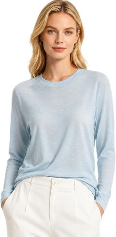 Women's Crew Neck Merino Wool T-Shirt, Smooth Durable Quick Dry Outdoor Short Sleeve Tee for Hiking Running Camping in Kuwait