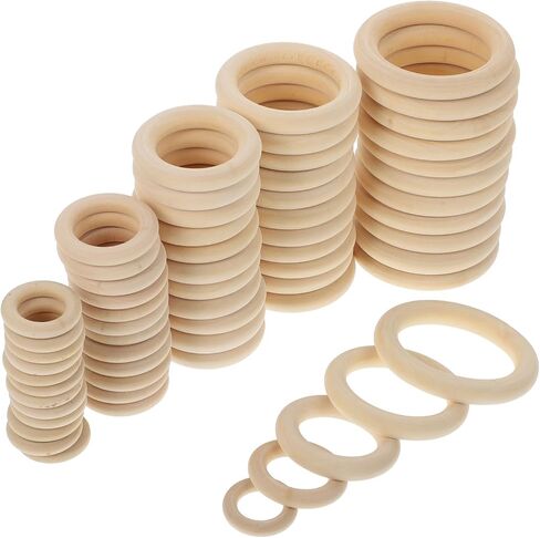 Veemoon 60pcs Wooden Hanging Ring Set Cafe Curtain Rings Handbag Hooks Decorative DIY Craft Supplies in Kuwait
