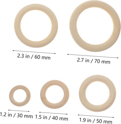 Veemoon 60pcs Wooden Hanging Ring Set Cafe Curtain Rings Handbag Hooks Decorative DIY Craft Supplies in Kuwait