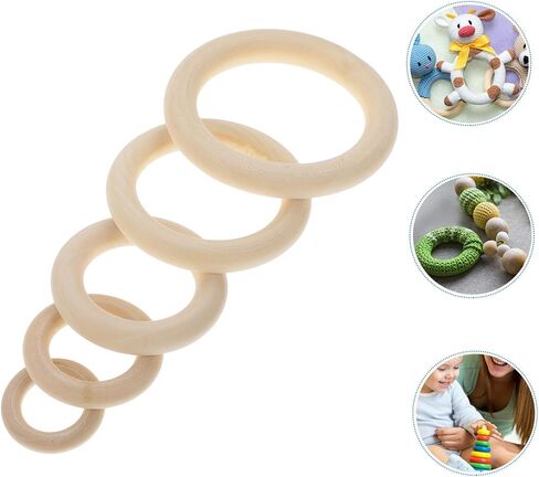 Veemoon 60pcs Wooden Hanging Ring Set Cafe Curtain Rings Handbag Hooks Decorative DIY Craft Supplies in Kuwait
