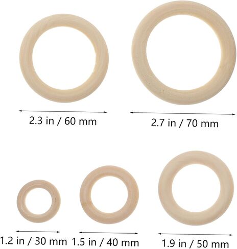 Angoily 60pcs DIY Wooden Rings for Handbag and Curtain Connectors Natural Buckle Rings Crafting Accessories for Home Decoration and Bag Making in Kuwait