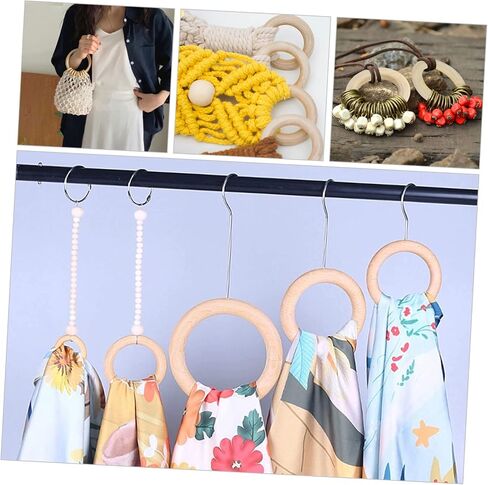 Angoily 60pcs DIY Wooden Rings for Handbag and Curtain Connectors Natural Buckle Rings Crafting Accessories for Home Decoration and Bag Making in Kuwait