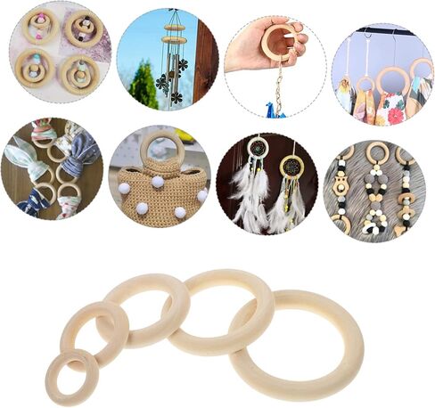 Angoily 60pcs DIY Wooden Rings for Handbag and Curtain Connectors Natural Buckle Rings Crafting Accessories for Home Decoration and Bag Making in Kuwait