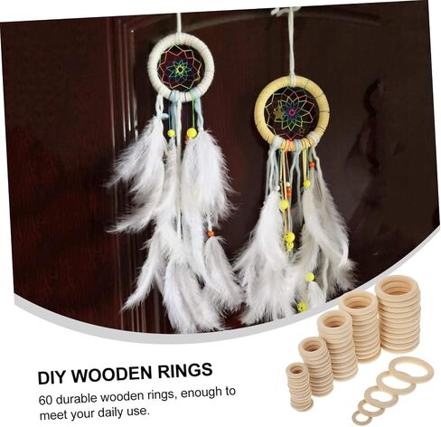 HOMSFOU 60pcs Wooden for Crafts Natural Color Curtain Connecting for Handbags Curtains and Various Craft Projects in Kuwait