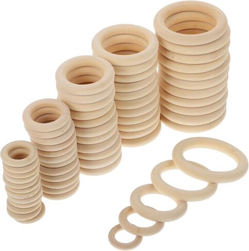 DOITOOL 60Pcs Wooden Curtain Rings Natural Rings for DIY Handbag Crafts for Home Decor Rustic Style in Kuwait
