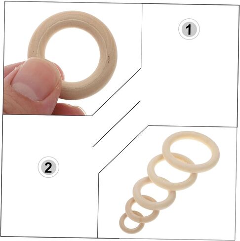 DOITOOL 60Pcs Wooden Curtain Rings Natural Rings for DIY Handbag Crafts for Home Decor Rustic Style in Kuwait