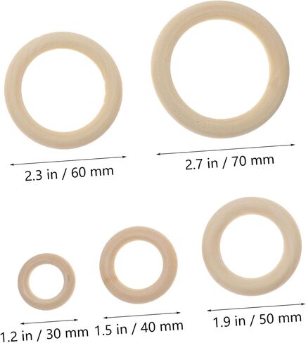 DOITOOL 60Pcs Wooden Curtain Rings Natural Rings for DIY Handbag Crafts for Home Decor Rustic Style in Kuwait