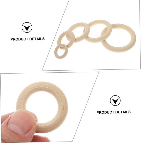 DOITOOL 60Pcs Wooden Curtain Rings Natural Rings for DIY Handbag Crafts for Home Decor Rustic Style in Kuwait