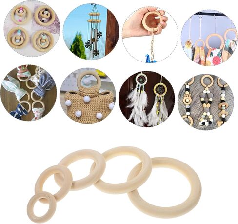 DOITOOL 60Pcs Wooden Curtain Rings Natural Rings for DIY Handbag Crafts for Home Decor Rustic Style in Kuwait