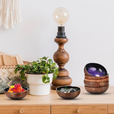 Maxcheck 8 Pcs Decorative Coconut Bowl Natural Coconut Shell Candy Dish Colored Polished Holder for Decoration Storage Acai Key Salad Yogurt Smoothie Nuts Dessert Fruits Dry Snack Home Office Kitchen in Kuwait