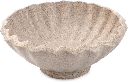 Decorative Bowl, Pedestal Key Bowl for Entryway Table, Resin Wavy Bowl for Dining Table Centerpiece Decor, Scalloped Catchall Bowl, Home Decor Display Bowl, Sandstone Finish in Kuwait