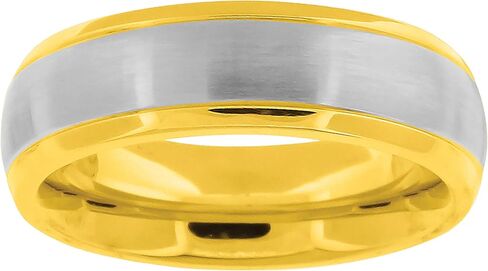 Jewels By Lux Stainless Steel Mens Two-Tone Brushed Center Dome Sizes 7-14 Comfort-Fit Fashion Bridal Anniversary Wedding Engagement Band Ring in Kuwait